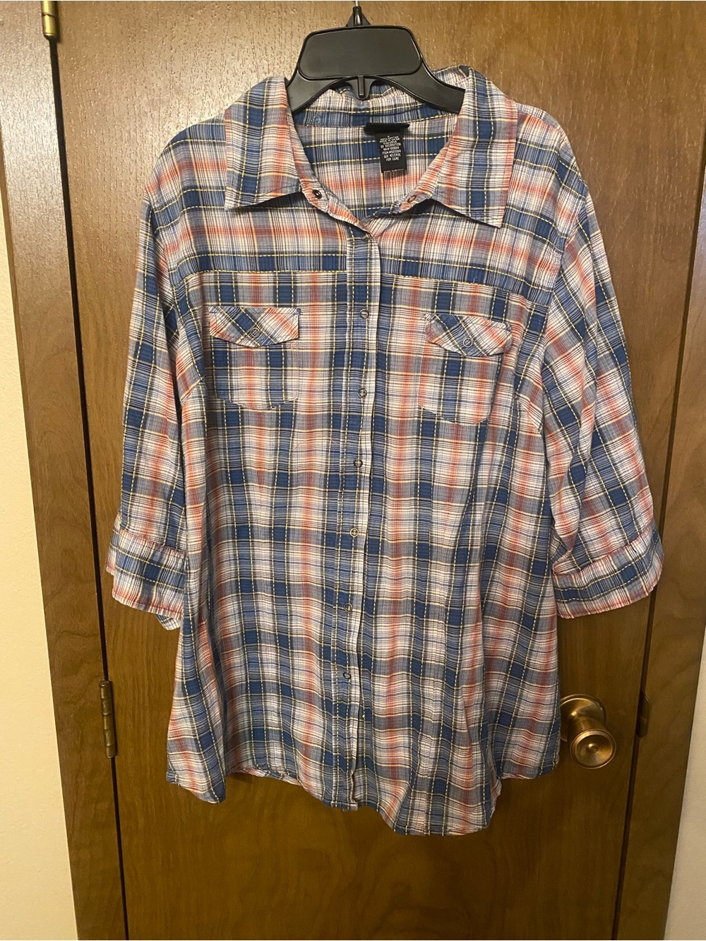 torrid Blue, White & Red Plaid Button-Down Shirt